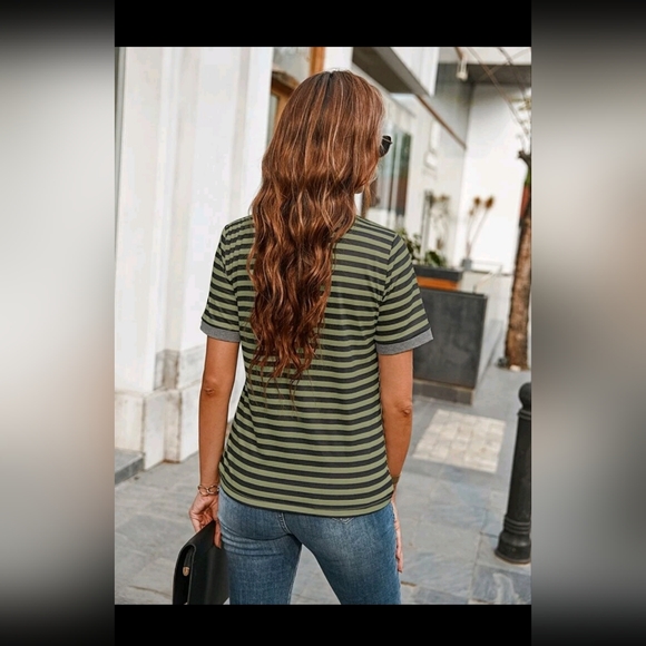 Green Striped Shirt-Shein - Picture 4 of 4